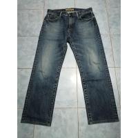 ราคา uniqlo S 002 Jeans กางเกง ยีนส์ ขา กระบอก ผ้า ด้าน มันๆฟอกสีป้ายหนังเอว 34 ยาว38 ปลา 8 (16301264692)