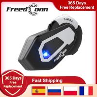 ราคา Freedconn T Max Pro Motorcycle helmet bluetooth intercom headset Wireless 6 Riders BT 5 0 1200M FM Motor Interphone Communicator (14061241373)