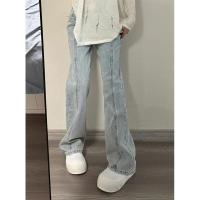 ราคา กางเกงยีนส์ขากว้างแนววินเทจสไตล์อเมริกันสำหรับผู้หญิงกางเกงทรงกระดิ่งนิดๆทรงกระบอกออกแบบพิเศษเอวสูงไซส์ใหญ่ใส่ช่วงฤดูใบไม้ผลิและฤดูใบไม้ร่วงสำหรับสาวอวบ (20010551265)