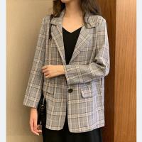 ราคา Preppy Style Women Long Sleeve Slim Straight Plaid Blazer (16051514896)