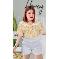 ราคา RN36 เสื้อสาวอวบลายดอกเดซี่ รุ่นปกทหารเรือ อก 48 (20132971831)