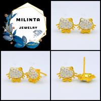 ราคา CN JEWERY แมวหน้ากรอบเพชร ต่างหูเพชรCZ ต่างหู ตุ้มหู ต่างหูหุ้มทอง ฟรีตลับทองทุกคู่ (11570386249)