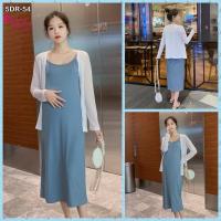 ราคา เดรสคลุมท้องแฟชั่นสบายๆ ผ้า Cotton spandex เนื้อนิ่ม ใส่สบายไม่ต้องรีด ผ้านุ่มเย็น มาพร้อมเสื้อคลุม 5DR 54 (18077186163)