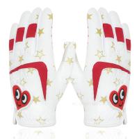 ราคา Kids golf gloves 1 pair PU Leather anti slip sports glove white blue red lovely design for boys girls teen ages new breathable (19934132934)