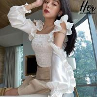 ราคา พร้อมส่ง เสื้อปาดไหล่ เสื้อเปิดไหล่ เสื้อโชว์หลัง ครอปเอวลอย เสื้อผูกโบว์ ครอปสายฝอ ครอปแขนยาว เสื้อสายฝอ 3301 (17193304078)