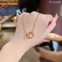 ราคา เครื่องประดับ Ins senior design feeling light luxury titanium steel necklace set auger ultra female fashion temperament double circle pendant chain of clavicle (18991442237)