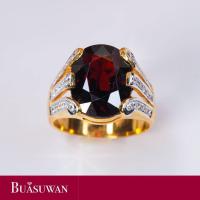 ราคา แหวน ประดับด้วยพลอยโกเมน และเพชร เบลเยี่ยม ตัวเรือนทองคำแท้ 18K เน้นให้พลอยโมน มีความโดดเด่น การันตีพลอยแท้ เพชรแท้ (17269523531)