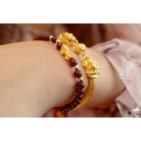 ราคา ข้อมือปี่เซียะ โกเมนแดง น้ำหนักทอง 0 3 กรัม ทองคำแท้ 99 99 24K ยาว 15 17 cm นำเข้าจากฮ่องกง ปลุกเสกจากวัดแชกงมิว (15755119977)