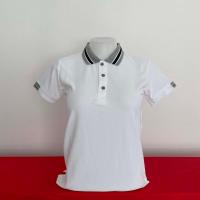 ราคา เสื้อโปโลสีขาวล้วน แถบคอขาวเทาดำ แบบชาย มีกระเป๋าที่หน้าอก และแบบหญิงทรงเข้ารูป (670684100)