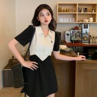 ราคา NICK Dress Women POLO Collar Contrast Color Design Slit New Slim Dress High Waist Long And Short Black Casual Green Sweet Blue Fashion Student Daily Date (16112004197)