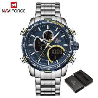 ราคา NAVIFORCE Men Digital Watch Casual Stainless Steel Analog Wristwatch Quartz Waterproof Watches Fashion Business Chronograph Military Multifunctional Clock NF9182 (20767478798)
