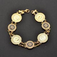 ราคา Turkish Blue Eye Bracelet Gold Color Never Faded Blue Evil Eye Crystal Charm Allah Bracelets for Islam Women Muslim Jewelry (11220580081)
