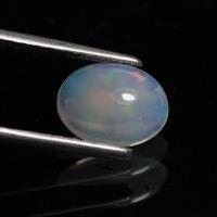 ราคา 1 00 ct พลอยแท้ ไวท์ โอปอล White opal เอธิโอเปีย เหลือบรุ้ง ทรงไข่หลังเบี้ย (21029726453)