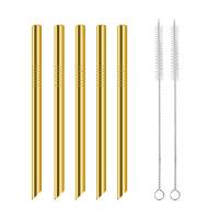 ราคา Set 7 Reusable Bubble Tea Drinking Straws Clean Brush Pointed End Bold 12mm Stainless Steel Straw Party Pearl Milkshake Cocktail Straw (13197268227)