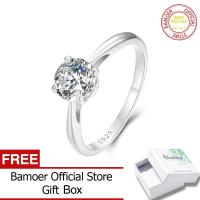 ราคา BAMOER 1 0CT เพชรโมอีสทรงกลม18K แหวนชุบทองสำหรับผู้หญิง D สี VVS1หมั้น925เงินสเตอร์ลิง MSR044 (21051923092)