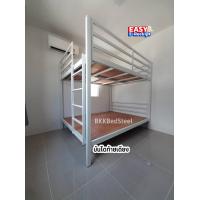 ราคา เตียงเหล็ก 2 ชั้น 3 5 ฟุต 5 ฟุต และ 6 ฟุต บันไดปีน ไม่รวมที่นอน ทำจากเหล็กกล่องอย่างดี พร้อมไม้รองพื้นเตยง (19778565676)