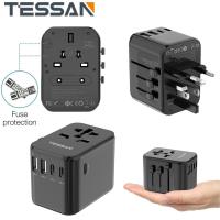 ราคา Universal Travel Adapter TESSAN Worldwide Travel Plug with 2 USB A and 3 USB C Grounded International Adaptor for European EU UK USA AU Travel Charger for World Multi Countries (20775695848)
