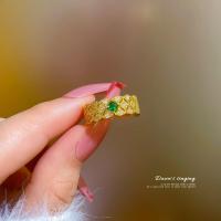 ราคา T B ทองจริง แหวนเพชรมรกตแบบเรียบง่ายสำหรับผู้หญิง (11356095366)