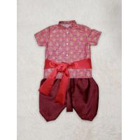 ราคา ชุดไทยเด็กชุดไทยเด็กผู้ชายคอจีนเสื้อพิทพ์ทองล้วน (21136373618)