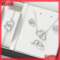 ราคา PDBH เซลแฟลชเซ็ต5ชิ้นเครื่องประดับรูปหัวใจสำหรับผู้หญิงแหวนตุ้มหูสร้อยคอพลอยเทียมรูปหัวใจคู่เครื่องประดับรูปหัวใจคู่ (21205085124)