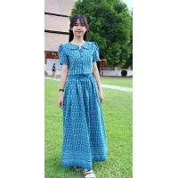 ราคา ชุดเดรสผ้าไทย ผ้าฝ้ายหมักโคลนพิมพ์ลาย (19383912955)