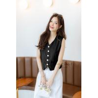 ราคา ZO081 TARA Shirt Minimal เสื้อกั๊ก แขนกุด เสื้อเบลเซอร์ กระดุมหน้า ลายเส้นตรง อำพลางหุ่นได้ดี แต่งขอบกระเป๋าสองข้าง สไตล์มินิมอล เนื้อผ้าสูท ผ้าดี งานดี ทรงน่ารักมาก (20861089736)