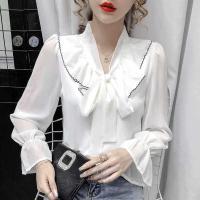 ราคา เสื้อแขนยาวคอวีแขนบานคอวีอเนกประสงค์ของผู้หญิง Atasan Sifon ผูกโบว์สไตล์เกาหลีสำหรับเสื้อผู้หญิงแฟชั่นแบบใหม่ในฤดูใบไม้ร่วง2022 (17070548028)