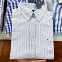 ราคา ซื้อ Tommy Tommy Hilfiger เสื้อผ้าฝ้าย Oxford แขนยาวเสื้อเชิ้ตมีลายแท้ซื้อเสื้อผ้าผู้ชาย (9760244121)