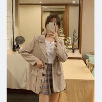 ราคา Preppy Style Women Long Sleeve Slim Straight Plaid Blazer (16051514897)