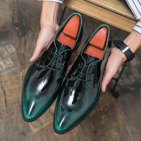 ราคา ECHOLI ผู้ชายกระจกหน้า Oxfords ผู้ออกแบบรองเท้าหรูหรารองเท้าทางการหนังแก้วรองเท้าแหลม Lace Up สีเขียว Mocasines (17169582335)