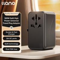 ราคา LLANO อะแดปเตอร์เดินทางสากลกาน100W 65W 20W 15W อุปกรณ์ชาร์จระหว่างประเทศมี2พอร์ต USB 2พอร์ต USB C Type C สำหรับปลั๊ก Us au uk eu (20534546352)