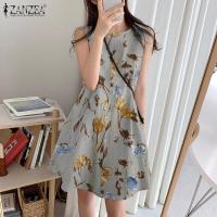 ราคา จัดส่งฟรี Esolo ZANZEA Muslimah ชุดเดรสผู้หญิงมุสลิมแขนกุดลายดอกไม้ชุดเดรสสั้นทรงเอไลน์ชุดเดรสลำลองทรงหลวม KRS (13979095928)
