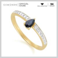 ราคา Gemondo ต่างหูทองคำ 9K ประดับไพลิน Blue Sapphire สไตล์คลาสสิกทรงรีเพชรล้อม ดีไซน์สตัด gemstone earrings ต่างหูพลอย (20118329633)
