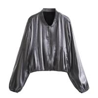 ราคา CLAZZAA แจ็กเก็ตซาตินแขนคอกลมยาวสำหรับผู้หญิงY2K เสื้อแจ็กเก็ตผ้าซาตินโลหะแฟชั่นสำหรับผู้หญิง (20793049453)