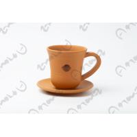 ราคา ถ้วยกาแฟ ดินเผา 10 ซม สีส้ม พร้อมจานรอง สีส้ม ดินเหนี่ยวธรรมชาติ 100 กับเตาเผาโบราณ (15225180418)