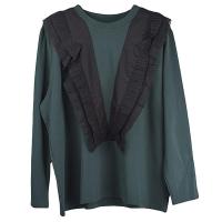 ราคา XITAO T Shirt Black Full Sleeve Casual Women Ruffle T shirt Top (19696244342)