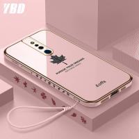 ราคา YBD เคสโทรศัพท์เคลือบขอบตรงสำหรับ OPPO F11เคสป้องกันกล้องที่แม่นยำฝาครอบลายใบเมเปิ้ลพร้อมสายคล้องฟรี (9604355317)