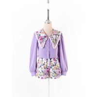 ราคา flat2112 ชุดเซ็ทเสื้อแขนยาวแต่งคอปกพิมพ์ลายดอกไม้ กางเกงขาสั้นตะขอซิปหน้า ป้ายแบรนด์ระบุไซส์ XS Preloved (20691302373)