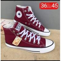 ราคา Converse คอนเวิร์สหุ้มข้อ รองเท้าผ้าใบ ใส่ได้ทั้งหญิงและชาย มีไซส์36 45 สีแดงเลือดหมู พร้อมส่ง (18879925998)