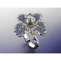 ราคา LUCKY DOLL Diamond Iris แหวนสองสียุโรปและอเมริกา Blue Topaz Flower Ring (16016557075)