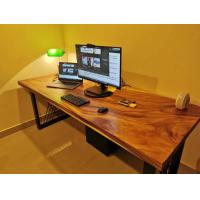 ราคา โต๊ะคอม โต๊ะทำงาน ท็อปไม้จามจุรีแผ่นเดียว ขาเหล็ก จัดส่งฟรี (11677765207)