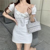 ราคา พร้อมส่ง มินิเดรส ชุดเดรสสีขาว ปาดไหล่ผูกโบว์อก น่ารักมากๆ (18294166481)