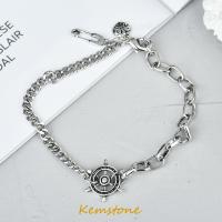 ราคา Kemstone กำไลข้อมือแบบมีโซ่ต่อปักหมุดแบบหางเสือเรือเก่าสำหรับของขวัญผู้ชายผู้หญิงทุกเพศชุบเงินฮิปฮอป (20507950978)