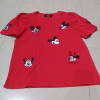 ราคา เสื้อยืด ลายมิกกี้ สไตล์เกาหลี สีแดง ปักลายมิกกี้เมาส์ แขนสั้น (19398755068)