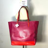 ราคา กระเป๋าถือ COACH แท้ หนังแท้ มีตำหนิ หนังมีรอยแตกร้าวทั้งใบ ลดราคาขาดทุน COACH 23891 COLORBLOCK NORTH SOUTH CITY TOTE CRANBERRY Clearance (21181617206)