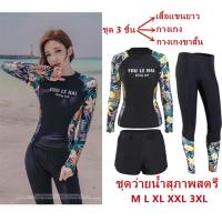 ราคา ชุดว่ายน้ำหญิง ชุดว่ายน้ำแฟชั่นชุดว่ายน้ำแขนยาว ชุดว่ายน้ำแขนยาว กัน UV UPF50 กางเกงขายาว ชุดว่ายน้ำสไตล์ฮาวาย Women Swimsuits (14017588774)