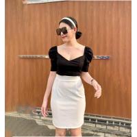 ราคา ฟรีไซต์ กระโปรงผ้าวูลเวฟทรงเอผ่าหลัง ขอบเอวเรียบ K655 (18883309575)