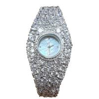 ราคา นาฬิกาข้อมือ CHE สำหรับผู้หญิงเพชรเต็มน้ำประกายนาฬิกาชุบทองคำขาวสร้อยข้อมือประณีตแฟชั่นนาฬิกาควอตซ์รูปไข่ (18894792817)