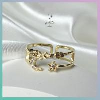 ราคา petite by PRAKYRE Goodnight Double Line Ring แหวนรูปพระจันทร์และดวงดาว (20657612808)