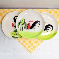 ราคา จานเซรามิค จานข้าว 8 นิ้ว ลายไก่ลำปาง เข้าไมโครเวฟได้ (17593448586)